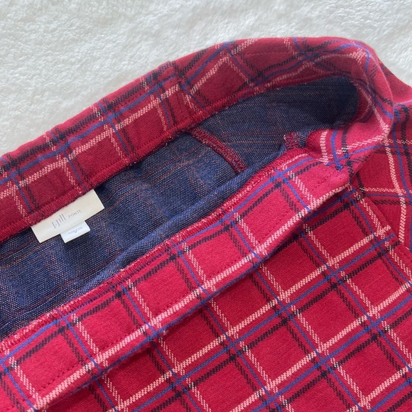 J. Jill Ponte Mini Skirt Red Plaid Small S - Picture 6 of 17